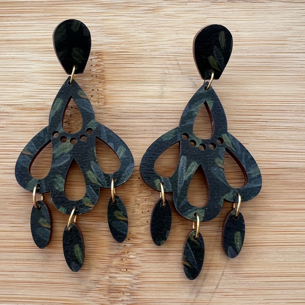 Audra Style Black and Green Camo earrings